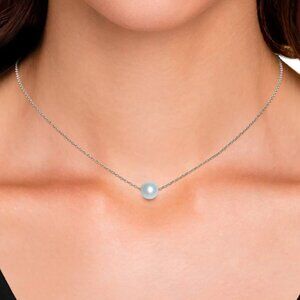 Cultured Freshwater Pearl (7mm) Slide Pendant Necklace from Belle de Mer